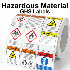 Printed Strong Adhesive PET Hazardous Material And GHS Labels Solvent Resistance And Extreme Weather