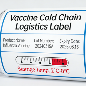 Vinyl Synthetic Paper Cold Chain Logistics Labels for Vaccine and Medical Vial Storage at -50&deg;C 