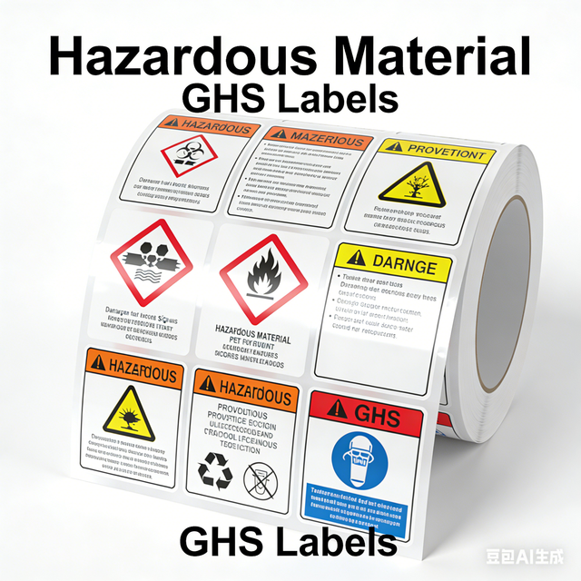 Printed Strong Adhesive PET Hazardous Material And GHS Labels Solvent Resistance And Extreme Weather