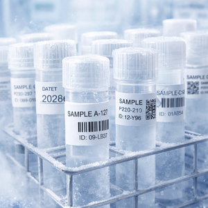 Cryogenic Matte White Label Cryogenic and Freezer Labels for Biobank Vials and Laboratory Sample Identification at -196&deg;C