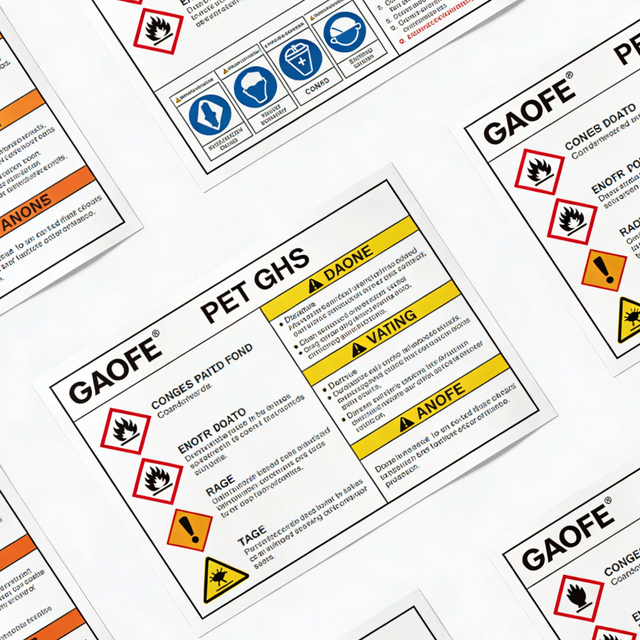 Printed Strong Adhesive PET Hazardous Material And GHS Labels Corrosive/Flammable Warning Stickers